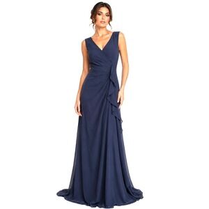 Azazie Manuella 12 NWT V-Neck Pleated Chiffon A-Line Dress Stormy Purple Blue